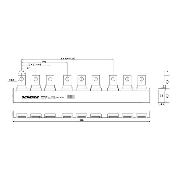 ARROW II-busbar 3x00 for 3-pole fuse switch image 2