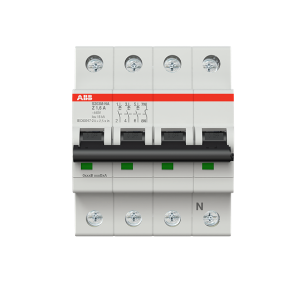 S203M-Z1.6NA Miniature Circuit Breaker - 3+NP - Z - 1.6 A image 3