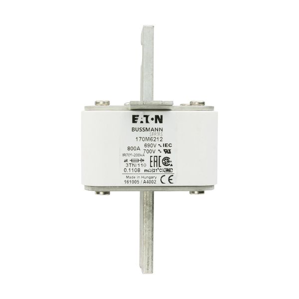 Fuse-link, high speed, 800 A, AC 690 V, DIN 3, 76 x 90 x 139 mm, aR, DIN, IEC, type T indicator image 14