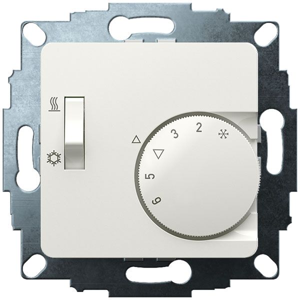 UP room controller, RAL9010 glossy 50x50, 5-30C, AC 230V, 1CO, 10A/5A, heating/cooling switch image 1