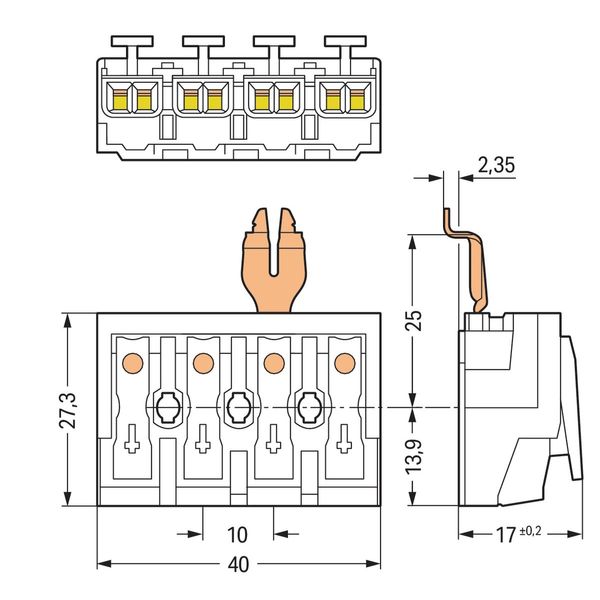 Lighting connector push-button, external with angled snap-in ground co image 3