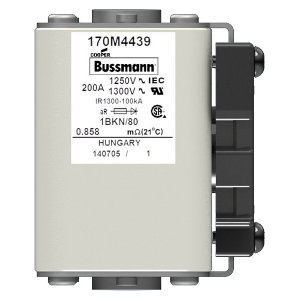 Fuse-link, high speed, 200 A, AC 1250 V, size 1, 53 x 69 x 80 mm, aR, IEC, UL, single indicator image 14