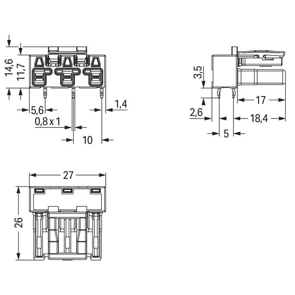 Socket for PCBs angled 3-pole pink image 6