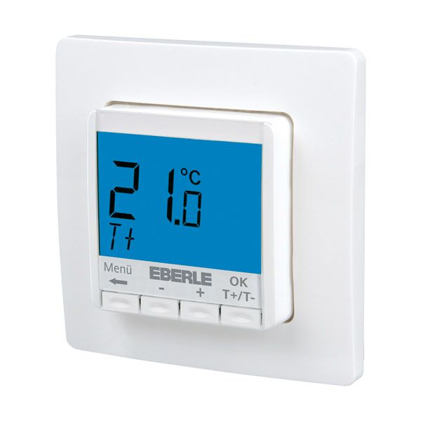 Concealed thermostat as room controller, AC 230V, 1 changeover contact, heating 5(2) A, cooling 1(1) A, blue backlighting image 1