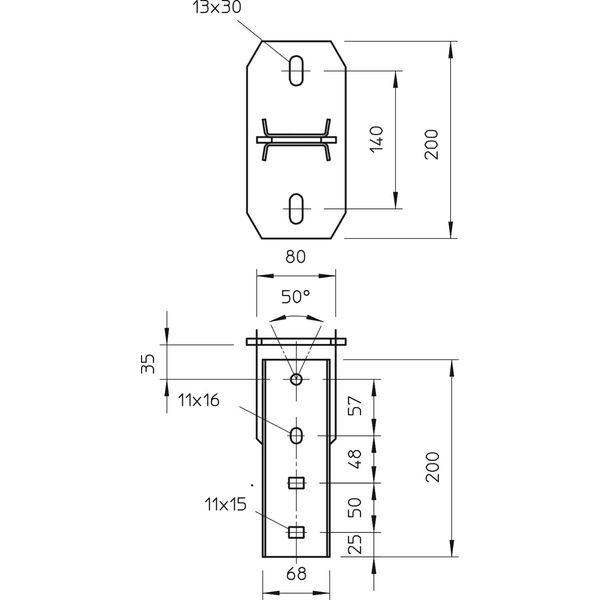 KI 8 VLK FT Head plate for IS 8 support, variable 90° 200mm image 2