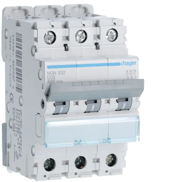 Circuit breaker 3P 32A D 6/10kA 3M image 1