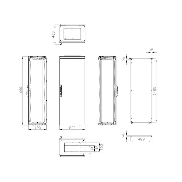 Compact enclosure 1 door IP65 H=1600 W=600 D=400 mm image 3