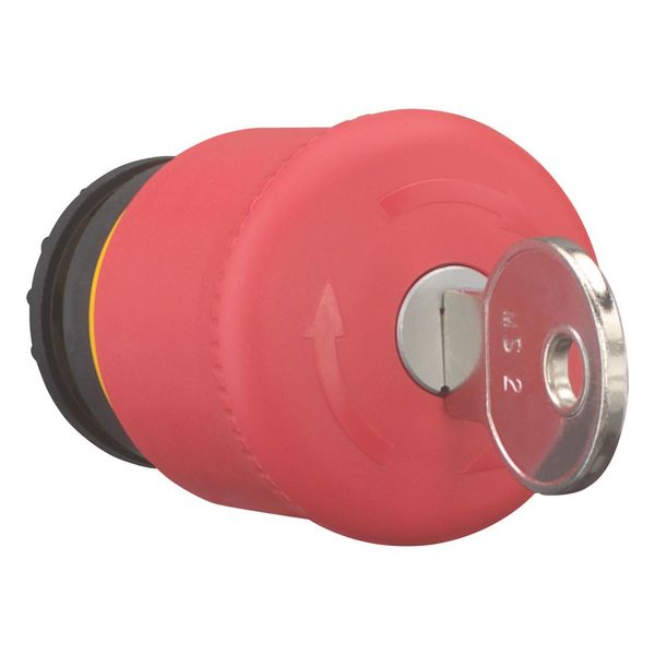 Emergency stop/emergency switching off pushbutton, RMQ-Titan, Mushroom-shaped, 38 mm, Non-illuminated, Key-release, Red, yellow, RAL 3000, Not suitabl image 15