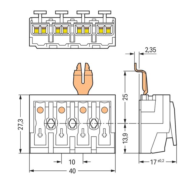 Lighting connector push-button, external with angled snap-in ground co image 4