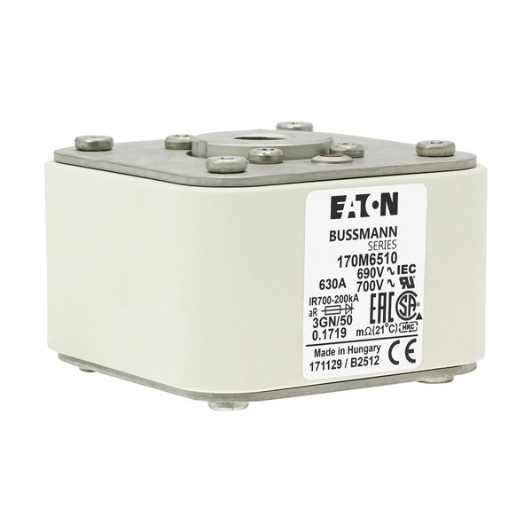 Fuse-link, high speed, 630 A, AC 690 V, size 3, 76 x 92 x 53 mm, aR, IEC, UL, single indicator image 16