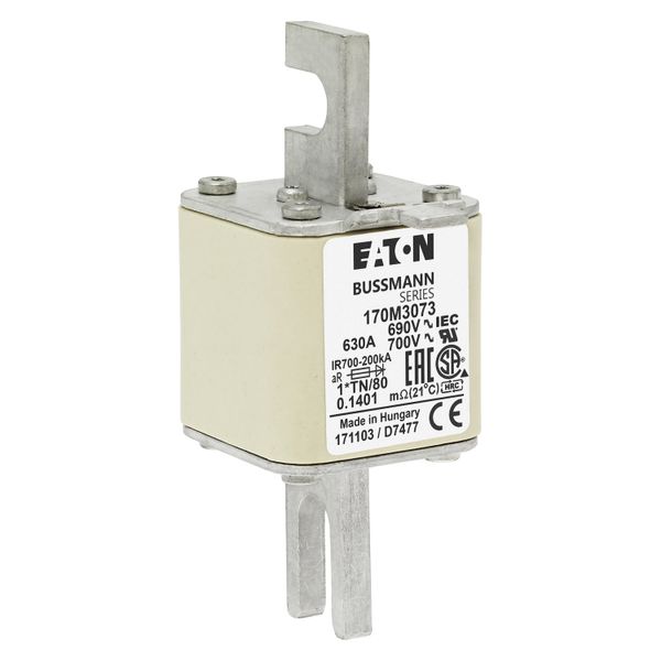 Fuse-link, high speed, 630 A, AC 690 V, compact DIN 1, 45 x 58 x 104 mm, aR, DIN, IEC, single indicator image 17