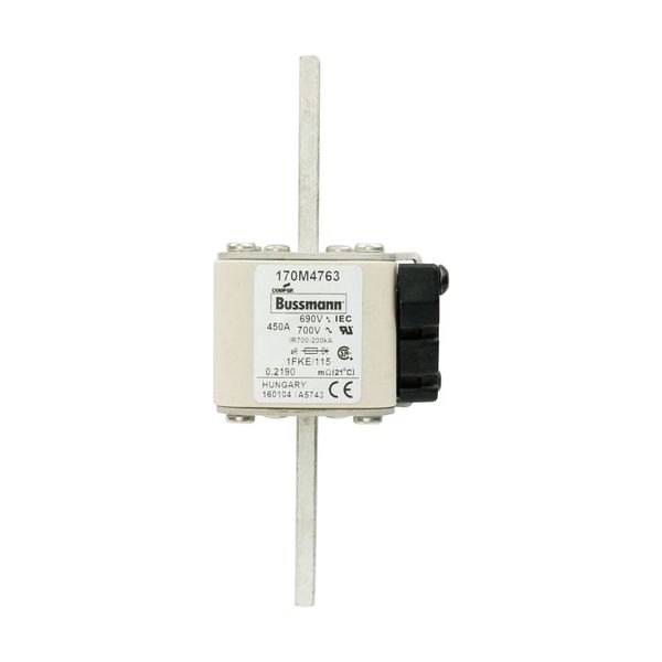 Fuse-link, high speed, 450 A, AC 690 V, size 1, 53 x 69 x 136 mm, aR, IEC, UL, single indicator image 5