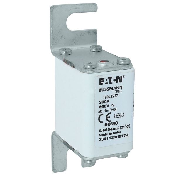 Fuse-link, high speed, 200 A, AC 660 V, size 00, 30 x 51 x 98 mm, aR, DIN, IEC, single indicator image 10