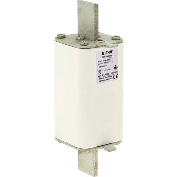 Fuse-link, high speed, 450 A, DC 1500 V, 3L, 75 x 75 x 205 mm, gBat, IEC, blade connection image 2