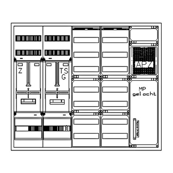 Z„hlerverteiler 1xZF, H1100 B1300 T210mm, 1xTSG,MF,APZ, 2xVF image 1