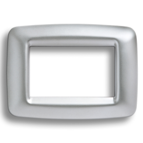 PLAYBUS YOUNG PLATE - IN METALLISEE TECHNOPOLYMER - SATIN FINISHING - 3 GANG - SOFT CHROME - PLAYBUS image 1