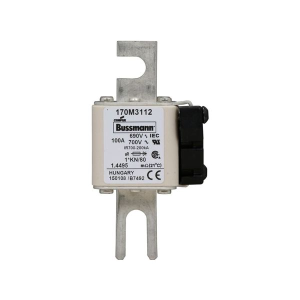 Fuse-link, high speed, 100 A, AC 690 V, compact DIN 1, 45 x 59 x 104 mm, aR, DIN, IEC, single indicator image 11