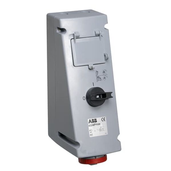 Switched interlocked socket-outlet with RCD, 9h, 30mA, 32A, IP67, 3P+N+E image 1