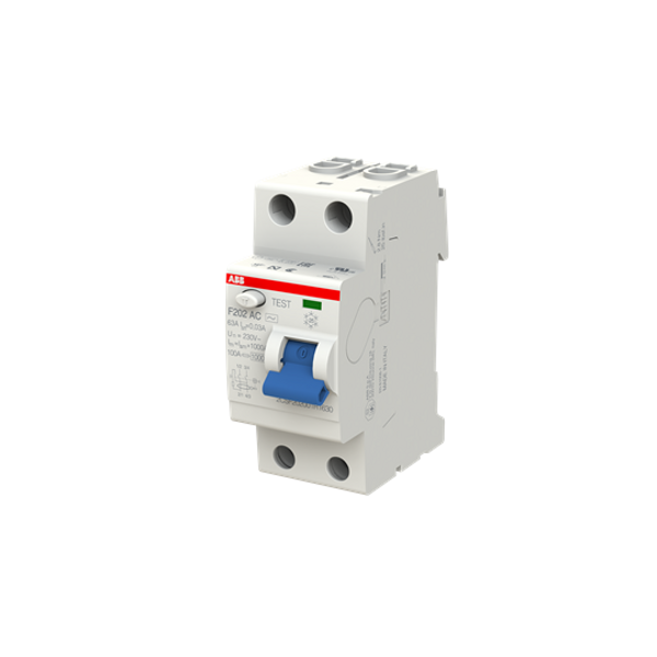 F202 AC-63/0.03 Residual Current Circuit Breaker 2P AC type 30 mA image 1