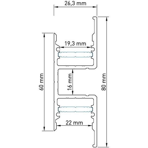 Aluminium profile TBW, L-2000mm W-26,3mm H-80mm image 2