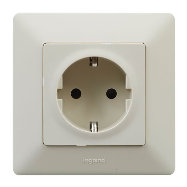 2P+E SOCKET WITH SHUTTERS AUTO IVORY VALENA LIFE image 2