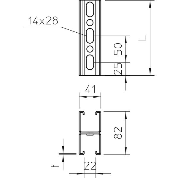 MS4182P3000FT Profile rail perforated, slot 22mm 3000x41x82 image 2