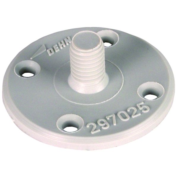 Fixing plate D 40mm plastic with M8 threaded bolt w. 4 fixing holes image 1