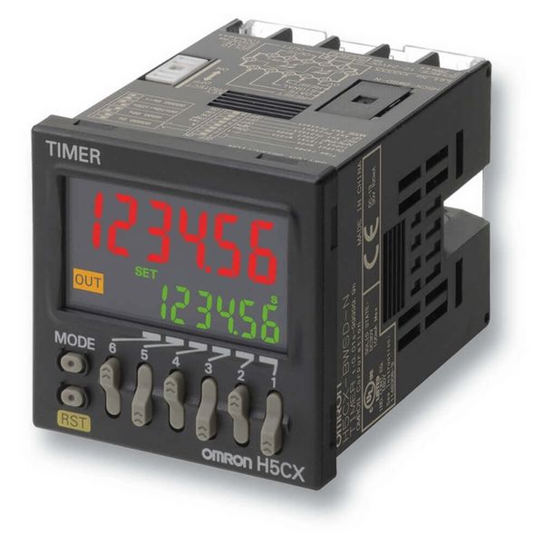 Timer, DIN48x48mm, IP66, 6 preset & 6 actual time digits, multi range image 1