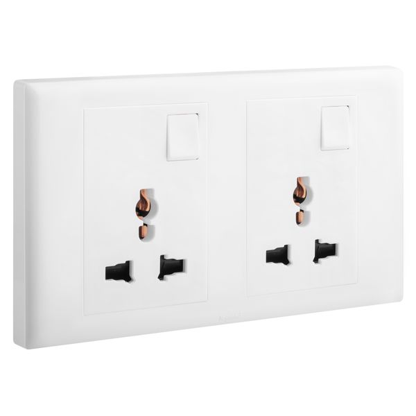 Socket 2 Gang Multistandard Switched 14X7 White, Legrand - ELOE image 1