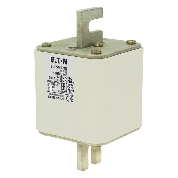 Fuse-link, high speed, 700 A, AC 1250 V, size 3, 76 x 90 x 139 mm, aR, DIN, IEC, single indicator image 15