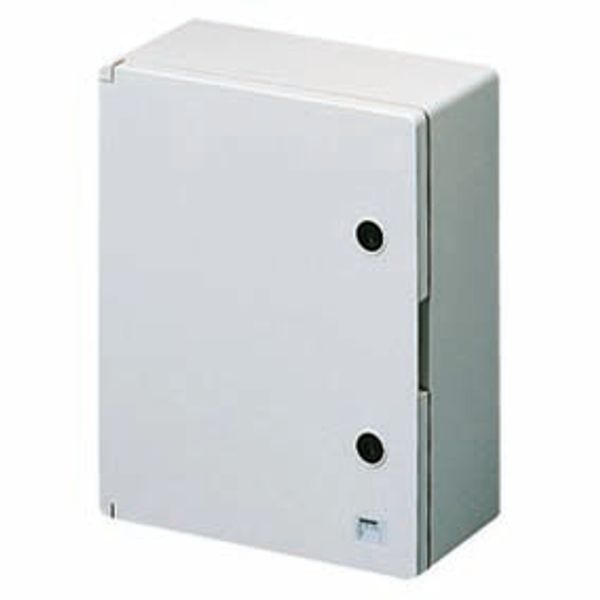 WATERTIGHT BOARD WITH BLANK DOOR FITTED WITH LOCK -  GWPLAST 120 - 316X396X160 - IP55 - GREY RAL 7035 image 1
