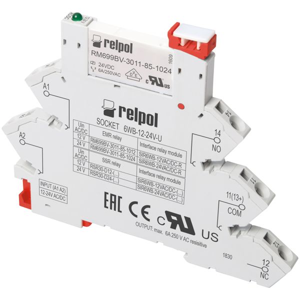 Interface relay: consists with:universal socket 6WB-6-24VDC and relay  RM699BV-3011-85-1012 image 1