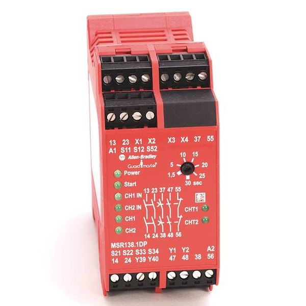 Safety Relay,MSR138.1DP,230VAC,Automatic/Manual Monitored,Removable, 45MM Housing Width,1.5 to 30 Seconds Delay image 1