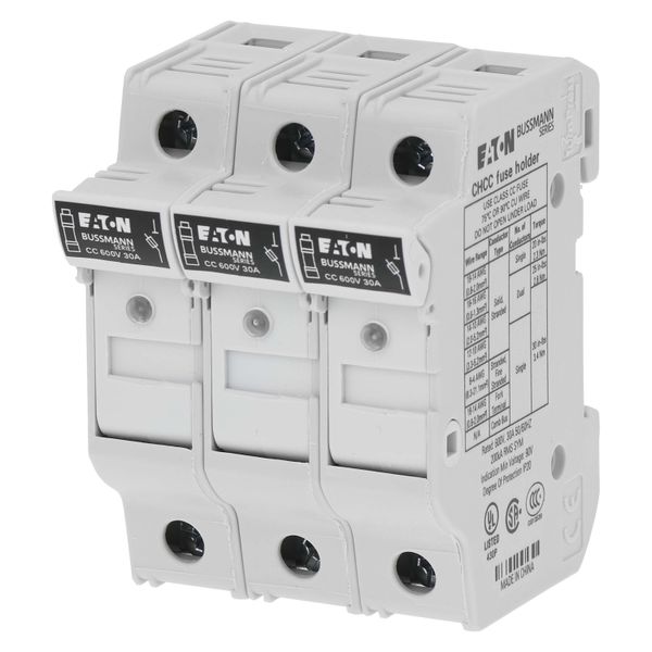 Fuse-holder, LV, 30 A, AC 600 V, 10 x 38 mm, CC, 3P, UL, indicating, DIN rail mount image 22