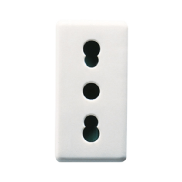 ITALIAN STANDARD SOCKET-OUTLET 250V ac - 2P+E 16A DUAL AMPERAGE - P11-P17 - 1 MODULE - SYSTEM WHITE image 1