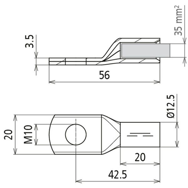 Crimped cable lug DIN 46235 35 mm² M10 Cu/gal Sn with nickel barrier l image 2