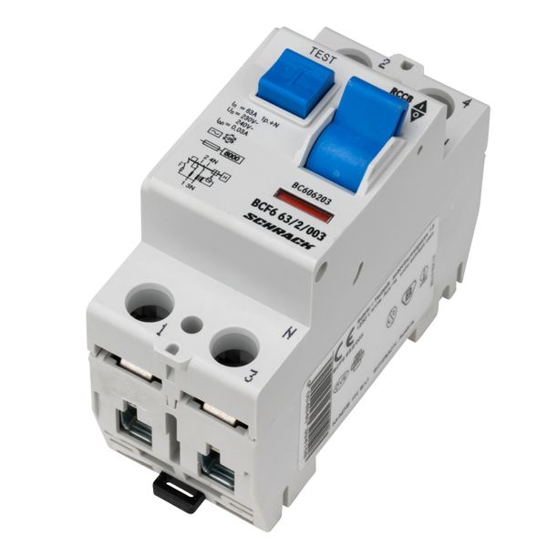 Residual current circuit breaker 63A, 2-p, 30mA,type AC, 6kA image 8