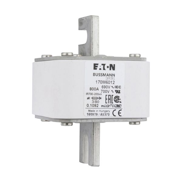 Fuse-link, high speed, 800 A, AC 690 V, DIN 3, 76 x 76 x 109 mm, aR, DIN, IEC, single indicator image 11