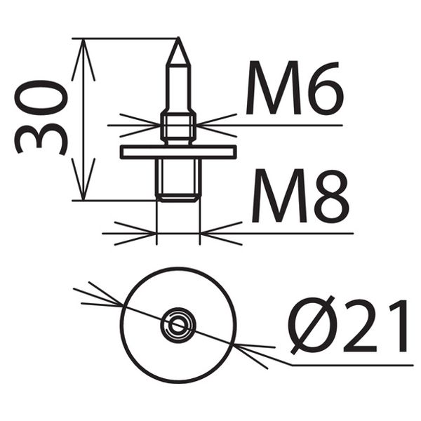 Pin-shaped electrode D 4mm with M8/M6 thread image 2