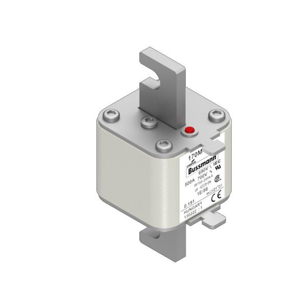 Fuse-link, high speed, 500 A, AC 690 V, size 1, 53 x 69 x 111 mm, aR, IEC, type T indicator image 15