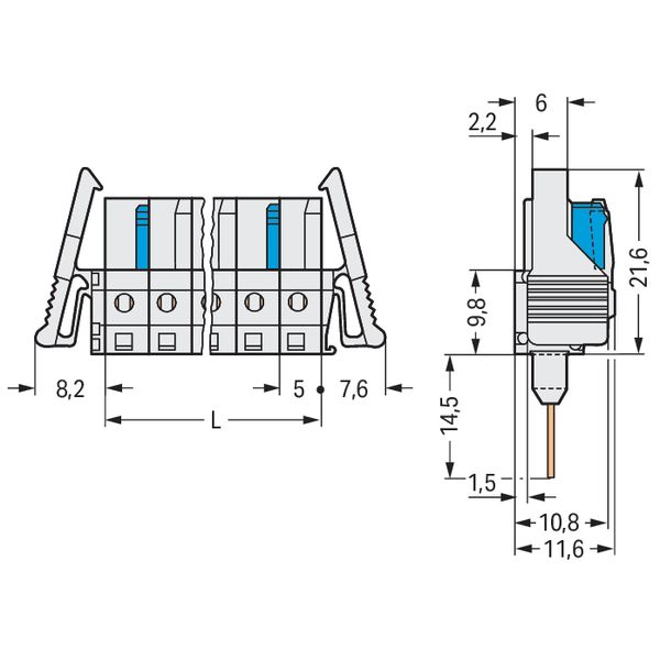 Female connector for rail-mount terminal blocks 0.6 x 1 mm pins straig image 4