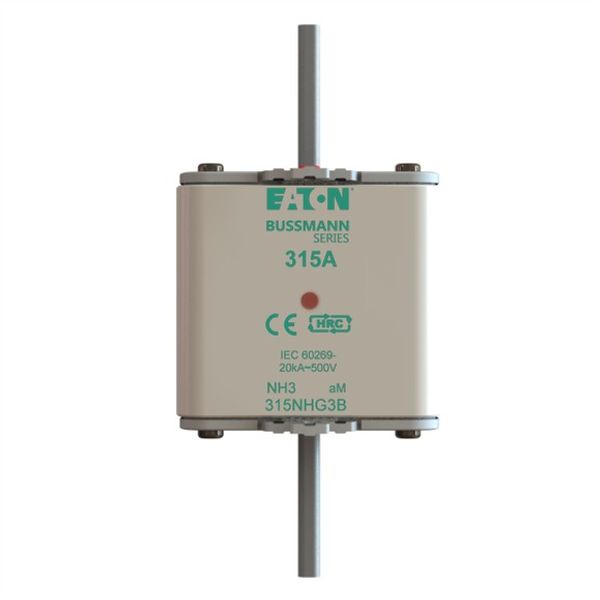 Fuse-link, low voltage, 315 A, AC 500 V, NH3, aM, IEC, dual indicator image 1