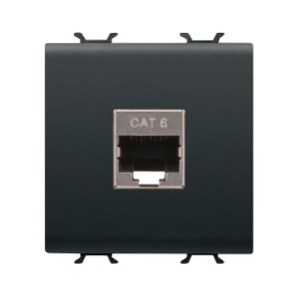 RJ45 SOCKET - CATEGORY 6 - FTP - 2 MODULES - SATIN BLACK - CHORUSMART image 2