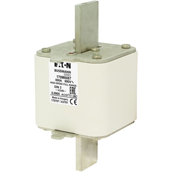 Fuse-link, high speed, 900 A, AC 690 V, DIN 3, 75 x 89 x 150 mm, gR, DIN, IEC, single indicator image 4