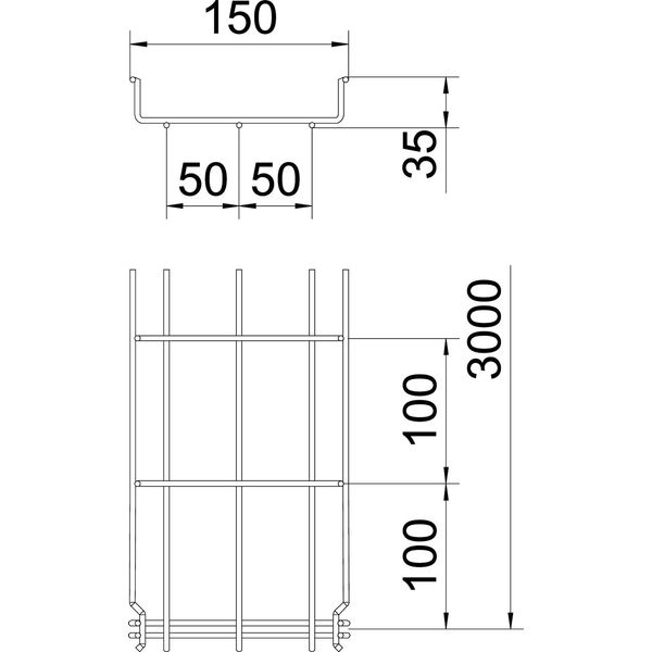 GRM 35 150 A2 Mesh cable tray GRM  35x150x3000 image 2