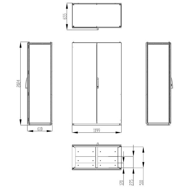 Modular enclosure 2 door IP55 H=2000 W=1200 D=600 mm image 2