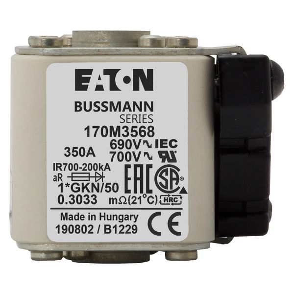 Fuse-link, high speed, 350 A, AC 690 V, compact size 1, 45 x 59 x 51 mm, aR, IEC, UL, single indicator image 23