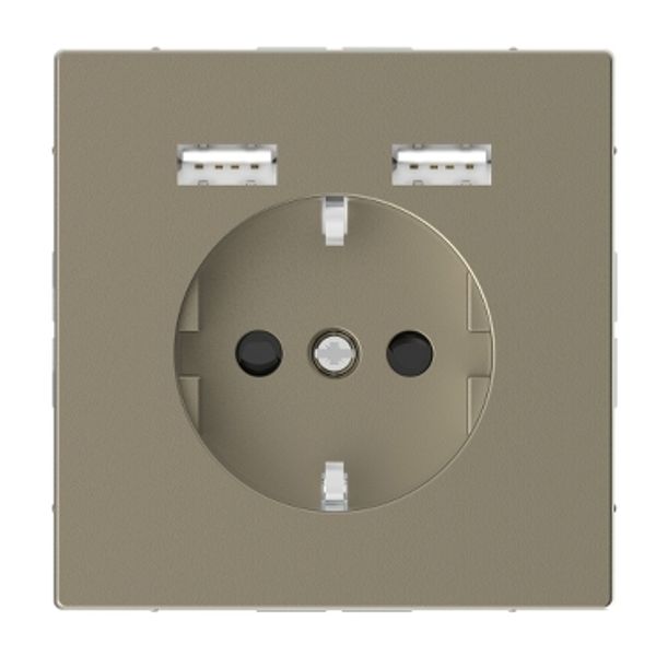 Merten - USB charger + schuko socket-outlet - 2.4A 16A - sahara image 3