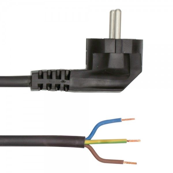 Netzanschlussleitung, 220-240V AC, 5m, PVC, schwarz, Stecker/offene Leitungsenden image 1