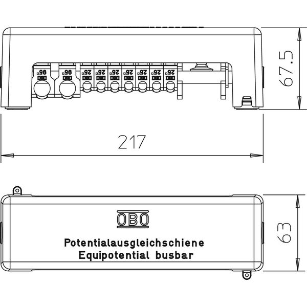 1801 VDE Equipotential busbar  217mm image 2